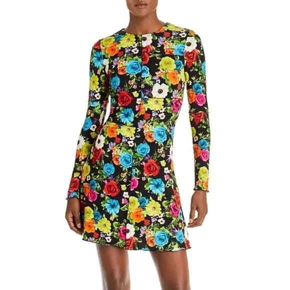 New! Alice + Olivia Delora Floral Midi Dress Flower Garden - Picture 3 of 16